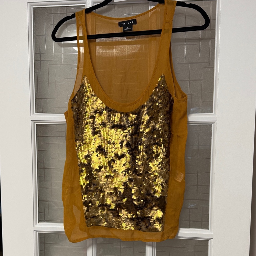 Trouvé Women's Gold Sequin Tank Top